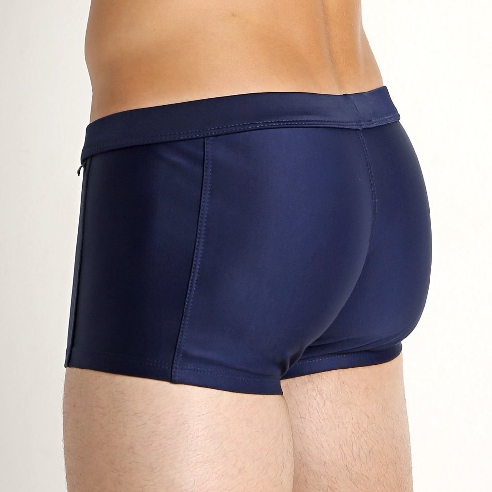 Tulio Men's Men's Square Cut Swim Trunk, w C-Ring Pouch, Navy, Nylon, XL (34-38) - Picture 5 of 14
